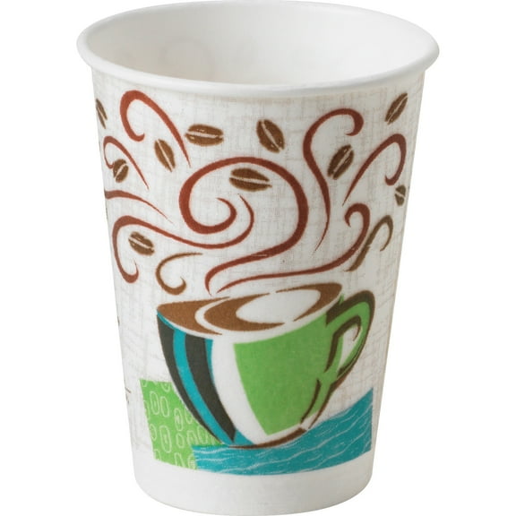 Perfectouch Paper Hot Cups, 8 Oz, Coffee Haze Design, 50/pack | Bundle of 5 Packs