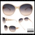 thumbnail image 2 of SA106 Womens Metal Heart Jewel Chain Hinge Classic Round Butterfly Plastic Sunglasses / Ivory Frame - Black Brown Lens, 2 of 9