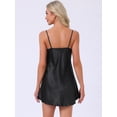 thumbnail image 4 of DARING DIVA Women's Satin Lace Trim Silky See Through V Neck Chemise L Black, 4 of 7