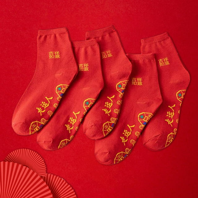Calcetines Rojos Yinane Año Nuevo 5 Pares