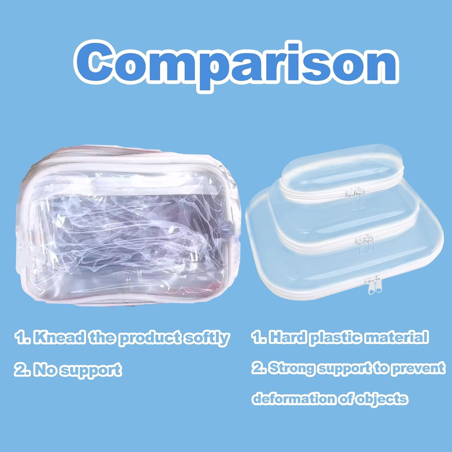 Hard Clear Zipper Case,3PCS Transparent Hard Shell Zipper Pouch,Portable Item Storage Travel Organizer Box,Home Family Intimate Apparel Storage,Learning Tool Organizer