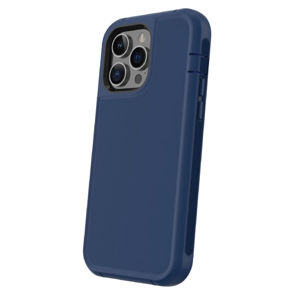 onn. Rugged Phone Case with Holster for iPhone 14 Pro - Blue