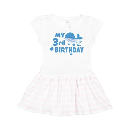 

Inktastic Nautical My 3rd Birthday with Blue Whale Gift Toddler Girl Dress