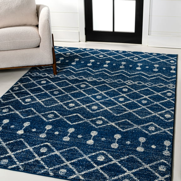 JONATHAN Y MOROCCAN HYPE 8 x 10 Area Rug, Aksil Moroccan Beni Souk - Navy/Cream, MOH208G-8
