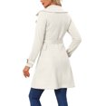 thumbnail image 3 of Women's Faux Suede Trench Coat Jacket Classic 2026 Fall Winter Double Breasted Overcoat XS Beige, 3 of 6