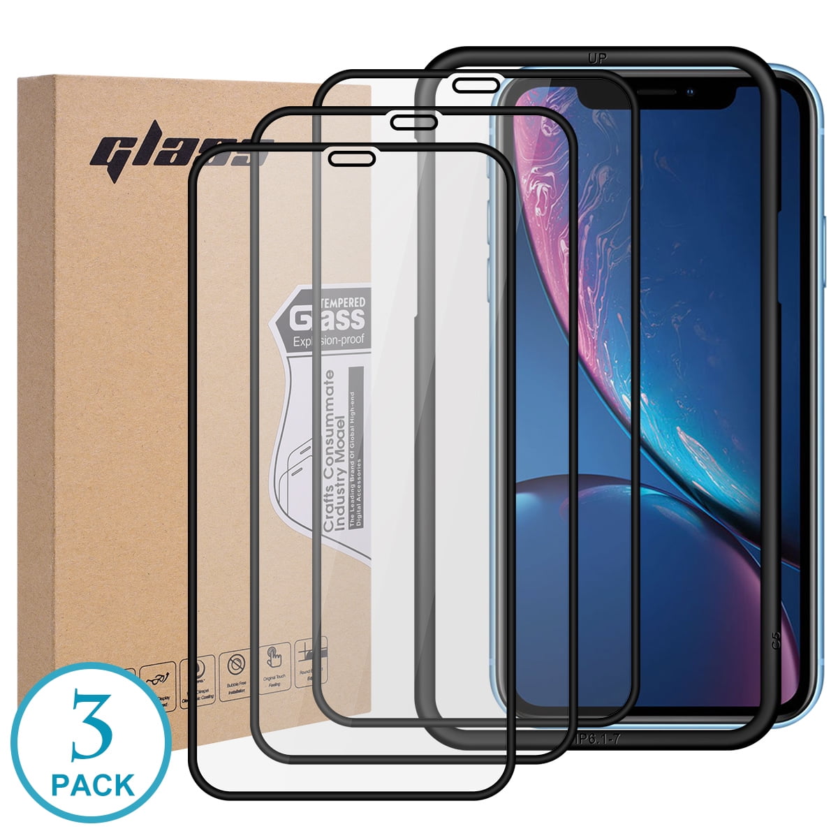 Arae Screen Protector for iPhone 12 Pro Max 3 Pack HD Tempered Glass Anti Scratch Work with Most Case 6.7 inch