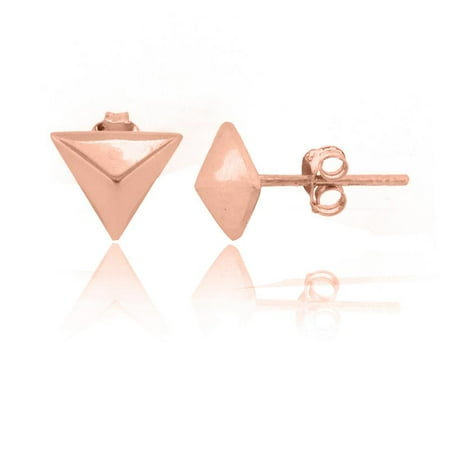 ROSE GOLD PLATED OVER STERLING SILVER PYRAMID STUD EARRINGS