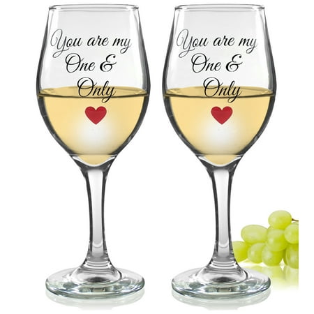 Valentine Wine Glasses - You Are My One and Only