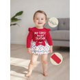 thumbnail image 5 of Gzhioc Infant Baby Girl Fall Outfit 0 3 6 12 18 Months Golf Letter Print Long Sleeve Romper Layered Ruffled Skort Stockings and Bow Headband, 5 of 9