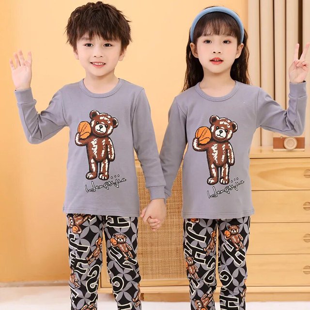 Pijamas para niños y niñas, ropa de dormir para niños de 6, 8, 10 y 12 años, 100% algodón, con dibujos de animales, pijamas de manga larga para Navidad