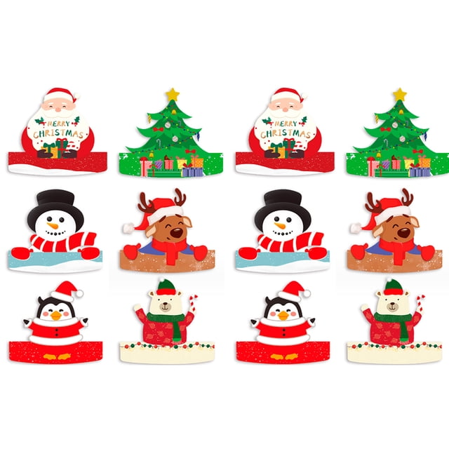 Sombreros de fiesta con corona de papel de Navidad para niños, diademas ajustables con corona de papel, juego de clases para fiestas de Navidad