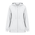 thumbnail image 6 of Zysthvn Tunic Womens Full Zip Hoodie Fall Drawstring Casual Sweatshirt Womens Loose Fit Long Sleeve Solid with Pockets Tops, 6 of 9