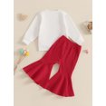 thumbnail image 4 of Suealasg Toddler Baby Girls Valentines Day Clothes 6M 1T 2T 3T 4T Long Sleeve Letter Print Sweatshirt + Flare Pants Set 2pcs Kids Casual Spring Outfits, 4 of 8