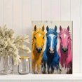 thumbnail image 2 of Qisvanset 12x16 Inch 2D Flat Framed Canvas Art, Abstract Colorful Horse Trio Bold Brush Stroke Farmhouse Wall Decor for Living Room Bedroom, 2 of 5