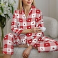 thumbnail image 4 of Goofa Plaid Heart Printed Women’s 2 Piece Pajama Set Super,Pajamas Women's Long Sleeve Sleepwear Soft Button Down Loungewear Pjs Lounge Set Nightwear-Small, 4 of 9