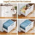 thumbnail image 3 of 2 Drawer File Cabinet with Lock, Wood Filing Cabinet fits Letter, Legal, A4 Size, Hanging File Folders, Farmhouse File Cabinets for Home Office with Adjustable Storage Shelf, White, 3 of 7