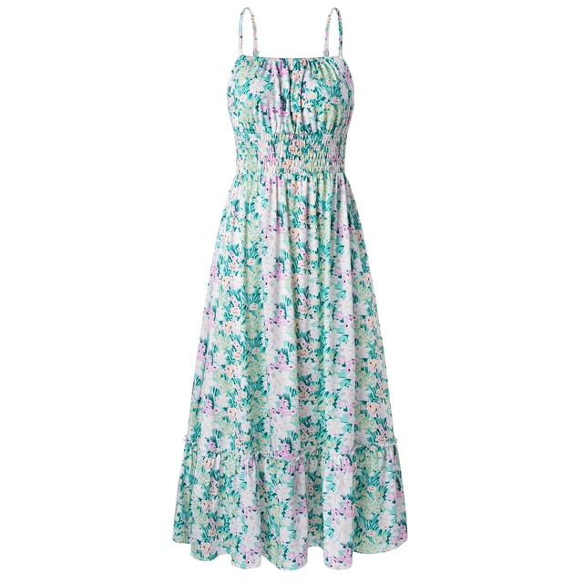 Vestido largo GRACE KARIN sin mangas con estampado floral verde XL