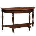 thumbnail image 5 of JESONVID Solid Wood Oval Console Table with Drawer and Storage Shelf, Traditional Vintage Semi-Circle Entryway Table Polished Edging Half-Moon Narrow Table for Living Room Hallway Home, Cherry Walnut, 5 of 8
