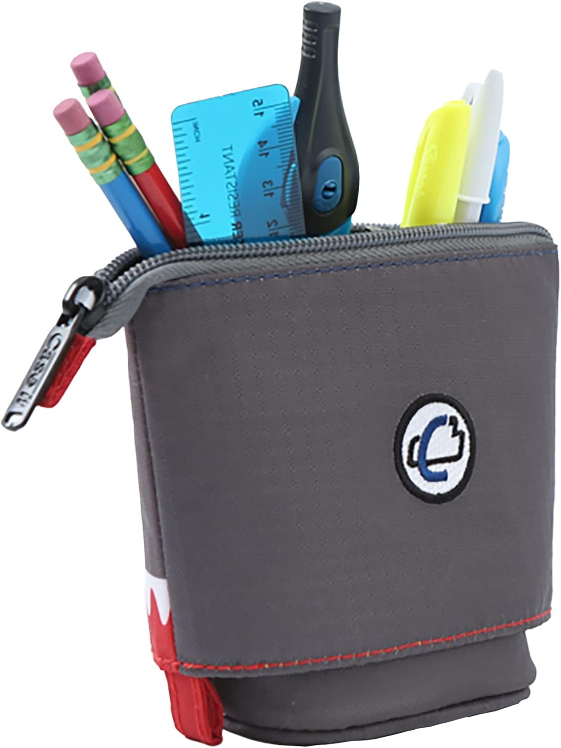Case-it PLP-36-ME Monster Eye Pop-Up Zipper Pencil Cup, 2 x 5.5 x 7 Inches, Grey, PLP-36-ME-GRY
