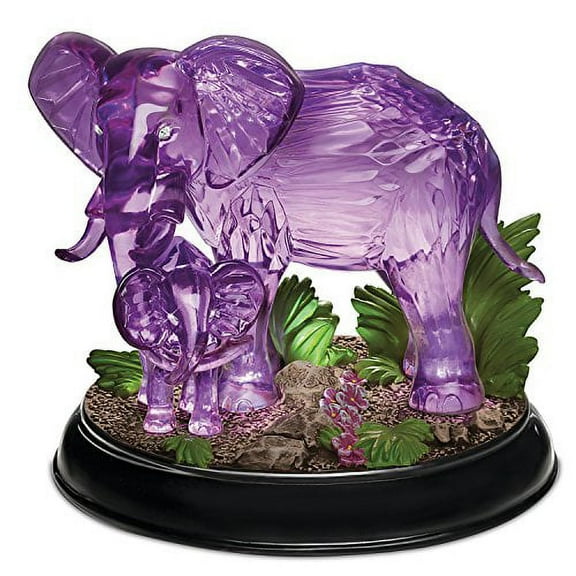 The Hamilton Collection Lighted Mother and Baby Elephant Figurine with Swarovski Crystals by Blake Jensen 16.5-inches