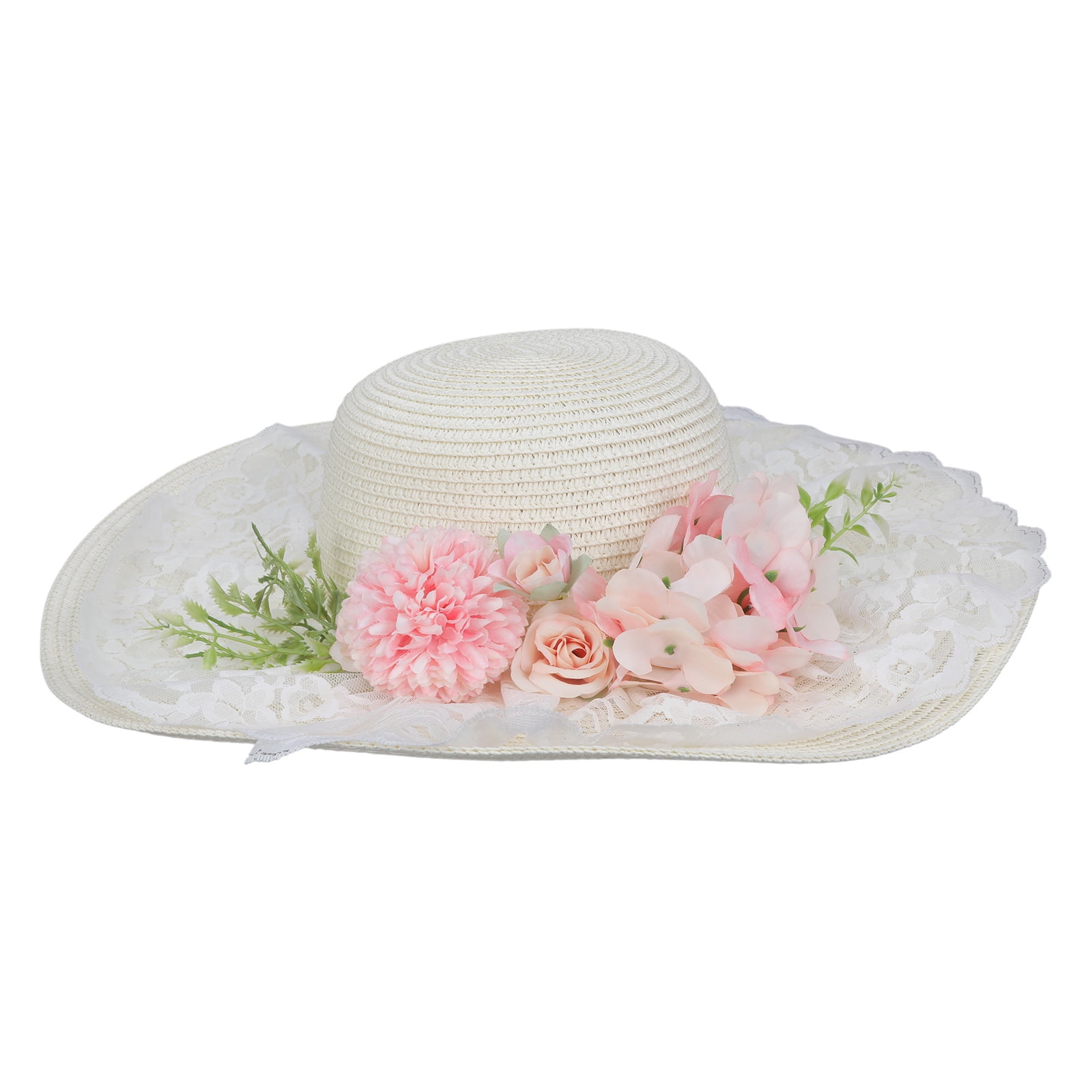 lanema Women Sun Hat Flower Straw Bonnet Hat Elegant Beachwear Hat Spring Picnics Hat