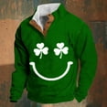 thumbnail image 2 of KKBOTIVE Mens St Patrick Button Stand Collar Sweatshirt Casual Long Sleeve Retro Pullover for Spring Fall Festive Men's Clothes ( Green3 Size: M ), 2 of 4