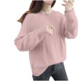 thumbnail image 2 of Suéter de cuello redondo para mujer, suéter holgado de cuello redondo para otoño e invierno, suéter de manga larga para mujer a la moda, suéter de cuello redondo, blusa para mujer, 2 of 7