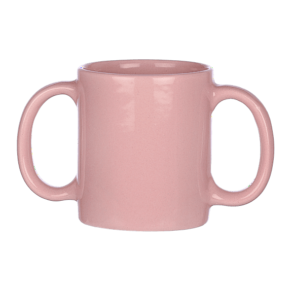 Ceramic Dual Handle Mug for Secure Hold 350 Ml (Peach Color)