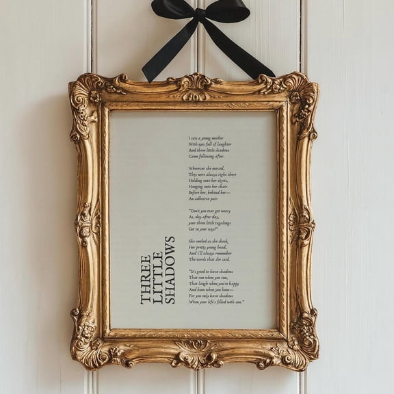 Three Little Shadows Poem Art Motherhood Quote Nursery Room Wall Art Decor, Unframed Paper Poster 8x10in