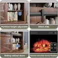 thumbnail image 4 of Homall Modern Farmhouse TV Stand with Electric Fireplace Media Storage TV Console Sliding Cabinet Doors,Brown, 4 of 9