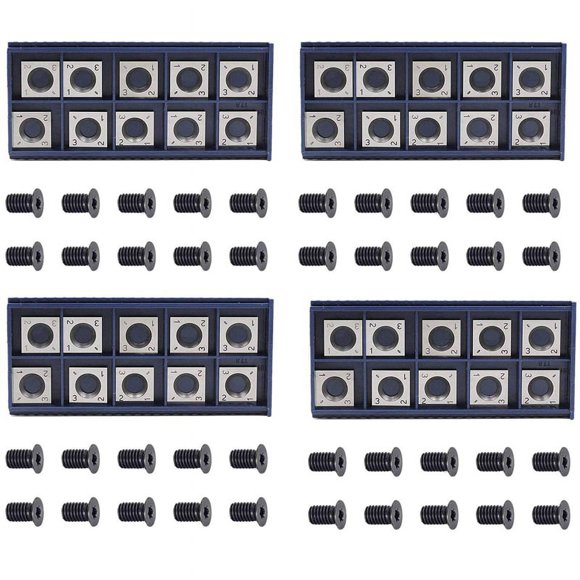 40 Piezas Inserto de Corte de Carburo Recto Cuadrado de 14 mm Con 40 Piezas de Tornillos M610mm para Trabajar En Madera Espiral / Cabeza de Corte de Cepilladora Helicoidal