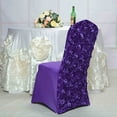 thumbnail image 4 of BalsaCircle Purple Satin Raised Roses Spandex Stretchable Banquet Solid Chair Covers Slipcovers, 4 of 8
