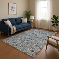Addison Rugs Mayfield Premium Machine Washable Transitional Floral Teal Rectangle Rug, 10' x 14'
