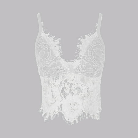 Odeerbi Sexy Lingerie for Women 2025 Alluring Lace Cage Bra Elastic Strappy Hollow Out Bra Bustier White