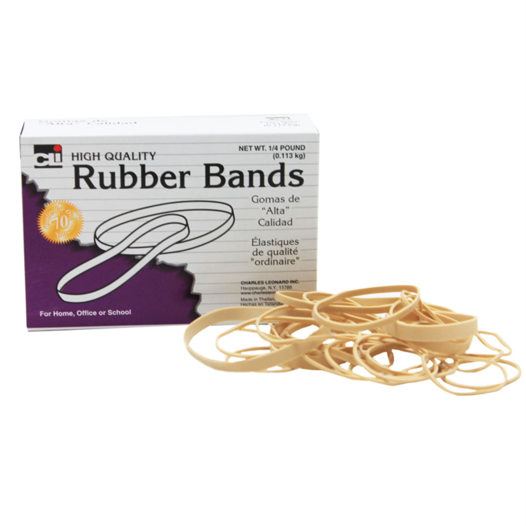 1-3.8 oz Bag Charles Leonard Rubber Bands Natural Color