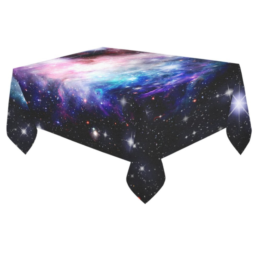 MYPOP Starry Night Galaxy Tablecloth 60x104 Inches, Nebula Star