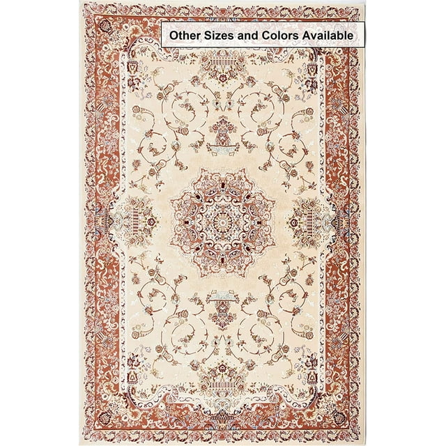 homeroots home decor 395419 7’ x 9’ Cream Rose Traditional Pattern Area Rug