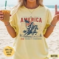 thumbnail image 4 of VibeNest Studio Unisex 1776 American Patriot Horse Flag 250 Years of Freedom Western Garment Dyed Graphic T-Shirt, 4 of 8