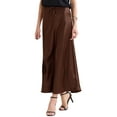 thumbnail image 4 of INSPIRE CHIC Women's Satin Maxi Summer Fall High Waist Drawstring Flared Cocktail Wedding Long Skirt L Deep Brown, 4 of 6