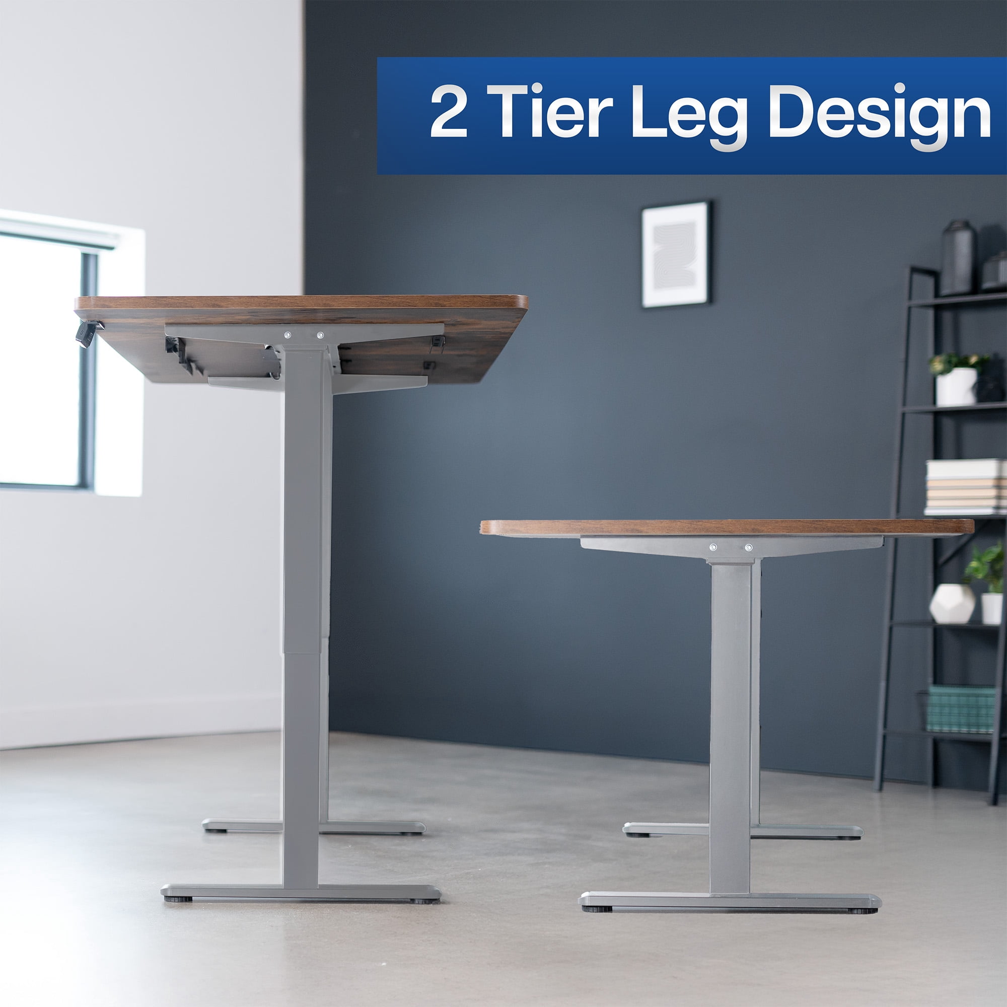 VIVO Electric Dual Motor 71” x 36” Standing Desk, Vintage Brown Top, Gray Frame