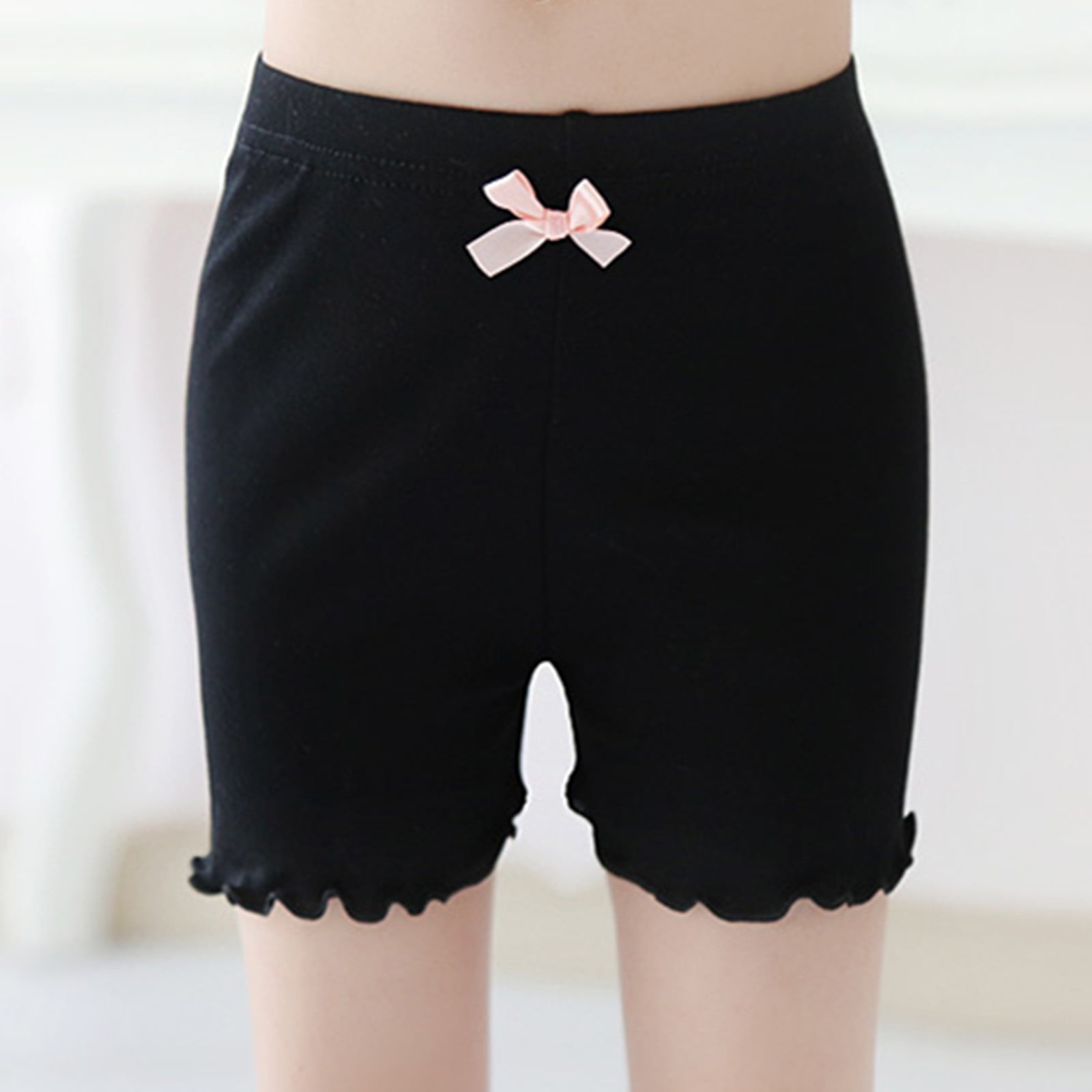 Dezsed Girls Cotton Undershorts for Dresses, Biker Shorts for Running Dance, Cartwheel Sports Undershorts 11-12 Years Black