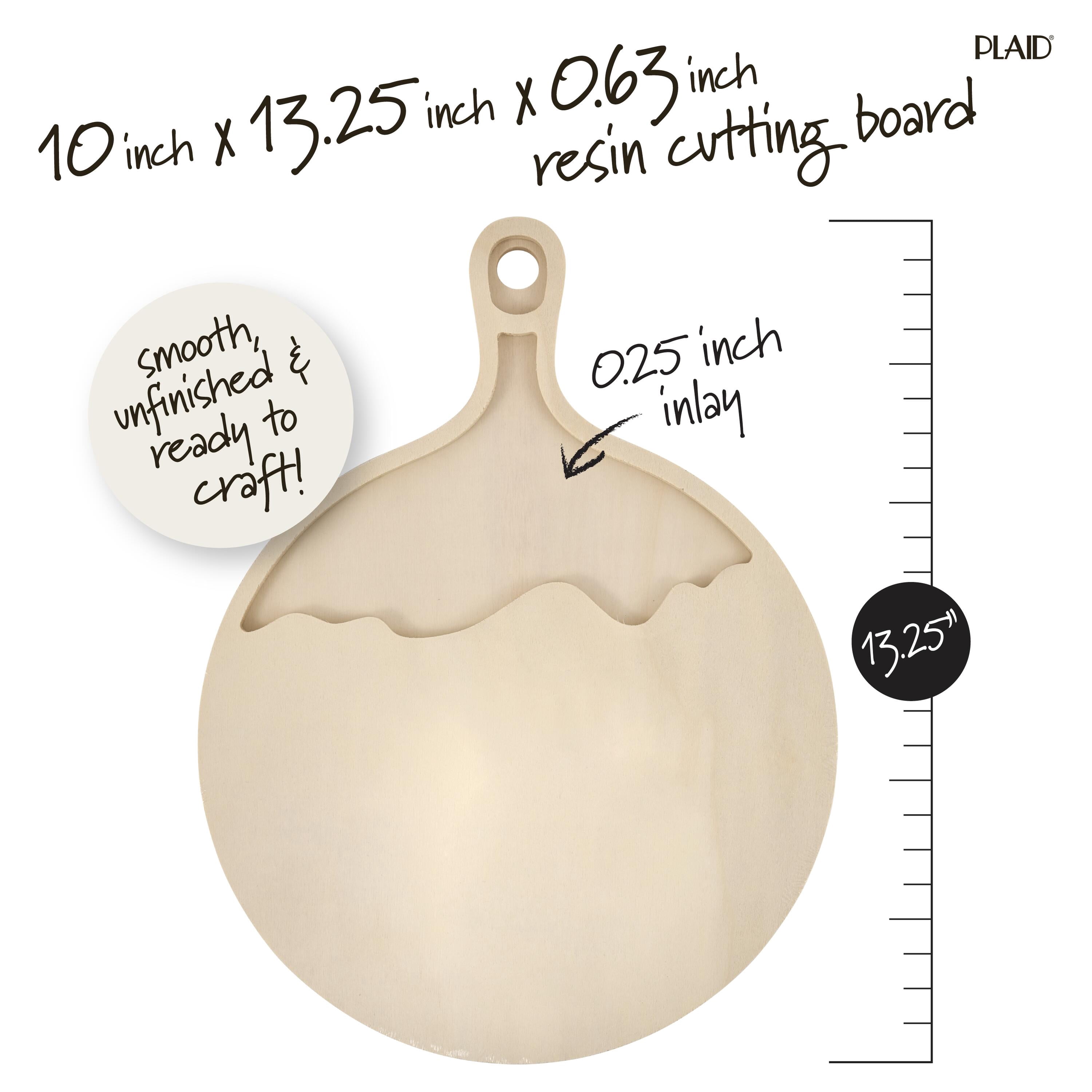 Mod Podge Wood Surfaces Circle Cutting Board for Resin Arts and Crafts Projects, 10" x 13.25"