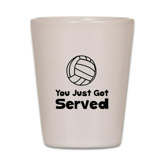 CafePress - Volleyball Served - White Shot Glass, Unique and Funny Shot Glass