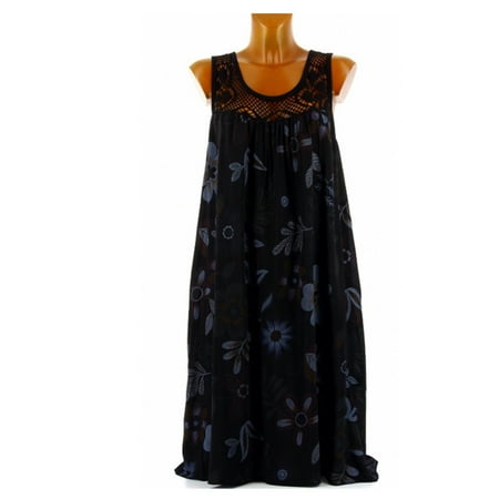 

Women s Print Pajama Dress Sleeveless Nightgowns Lace Sleepshirts for Outdoor Party Wearing L Black