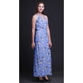 thumbnail image 4 of Bimba Bird Women Printed Crew Neck Side Slits Halter Dress Long Evening Gown-Large, 4 of 6