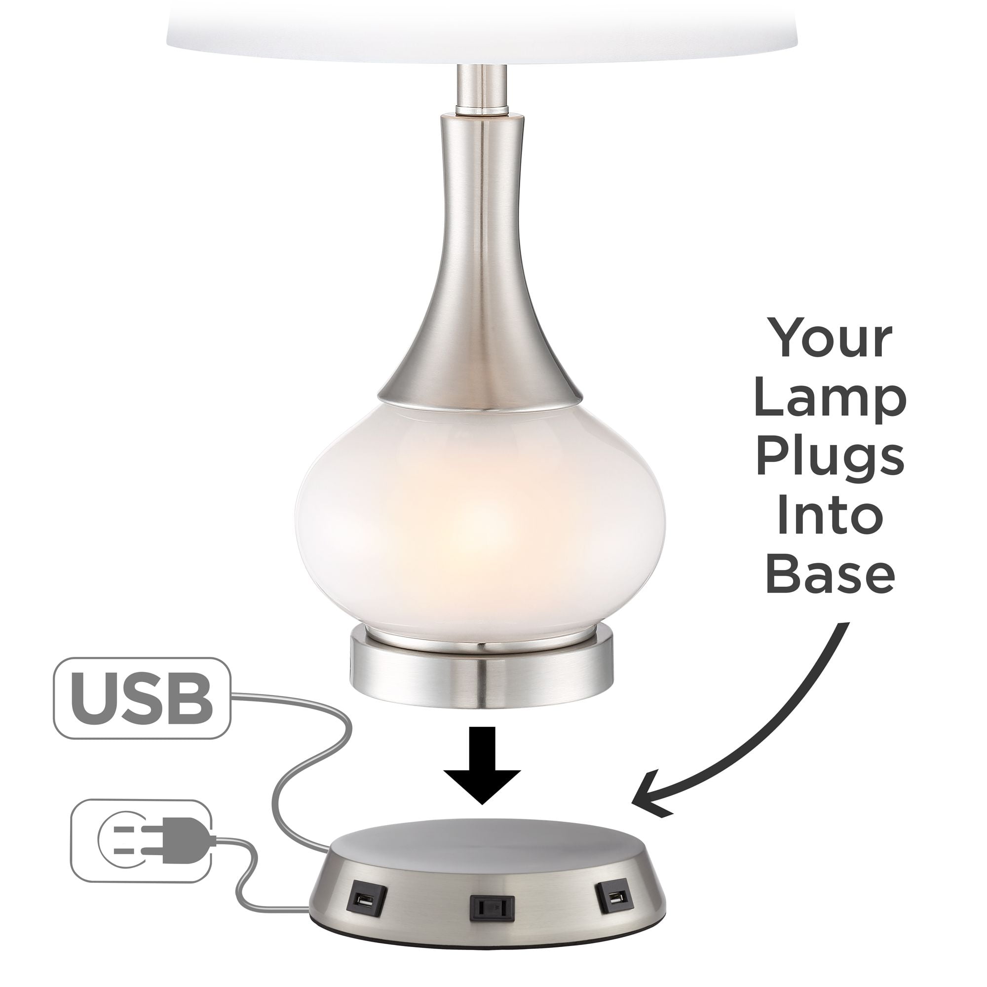 360 Lighting Modern Workstation Table Lamp Base with USB and AC Power