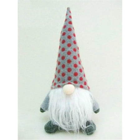 10" Red and Gray "Henry" Chubby Sitting Santa Gnome Plush Table Top Christmas Figure
