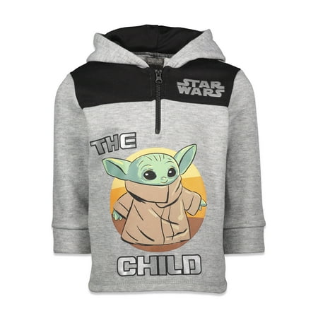 

Star Wars The Child Toddler Boys Fleece Half Zip Pullover Hoodie Gray 3T