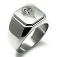 thumbnail image 1 of Stainless Steel Hera Greek Goddess of Marriage Engraved Square Flat Top Biker Style Polished Signet Ring, 1 of 1