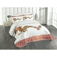 thumbnail image 3 of Ambesonne Dragon Quilted Bedspread Set 3 Pcs, Floral Ornate Folk Body, King Size, Multicolor, 3 of 5